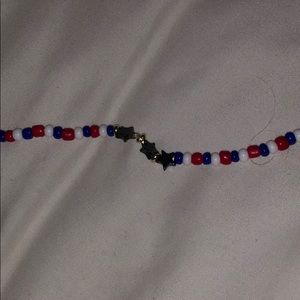 bracelet~red white blue gold and gray stars